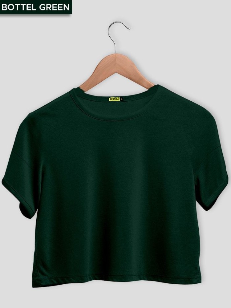 Pack of 3 Crop Top T-shirt Combo Navy Blue Black Bottle Green