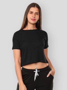 Black Plain Crop Top