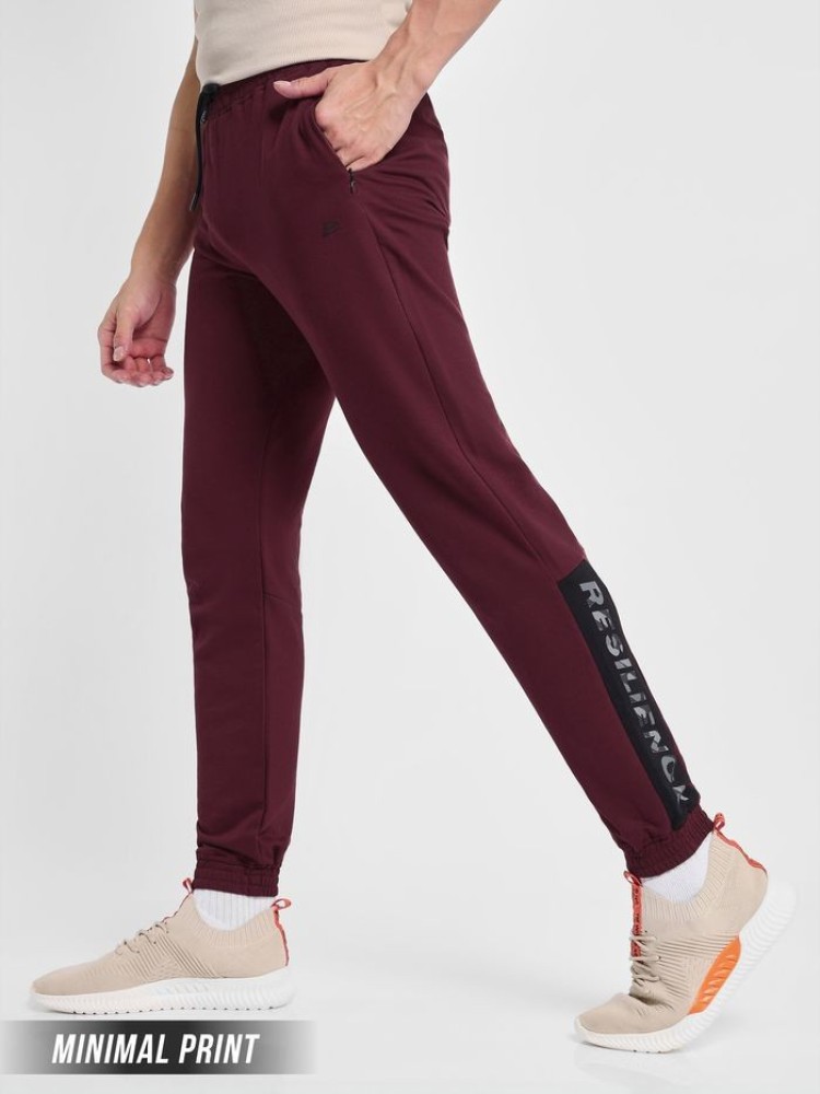 Burgundy Panelled Knitted Men Jogger