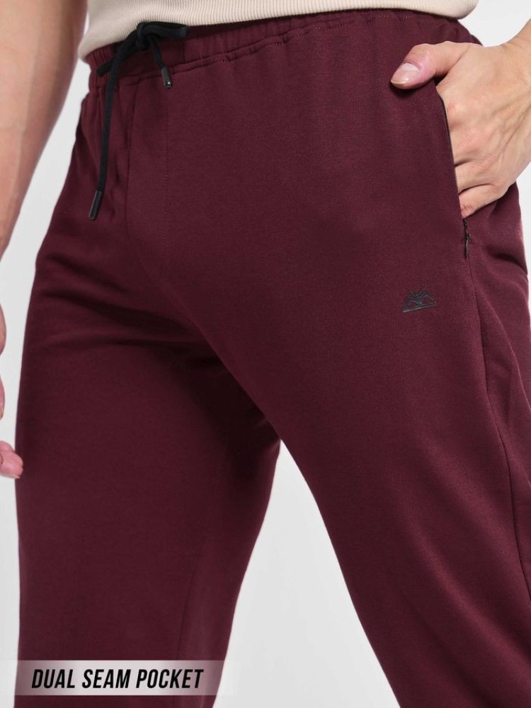 Burgundy Panelled Knitted Men Jogger