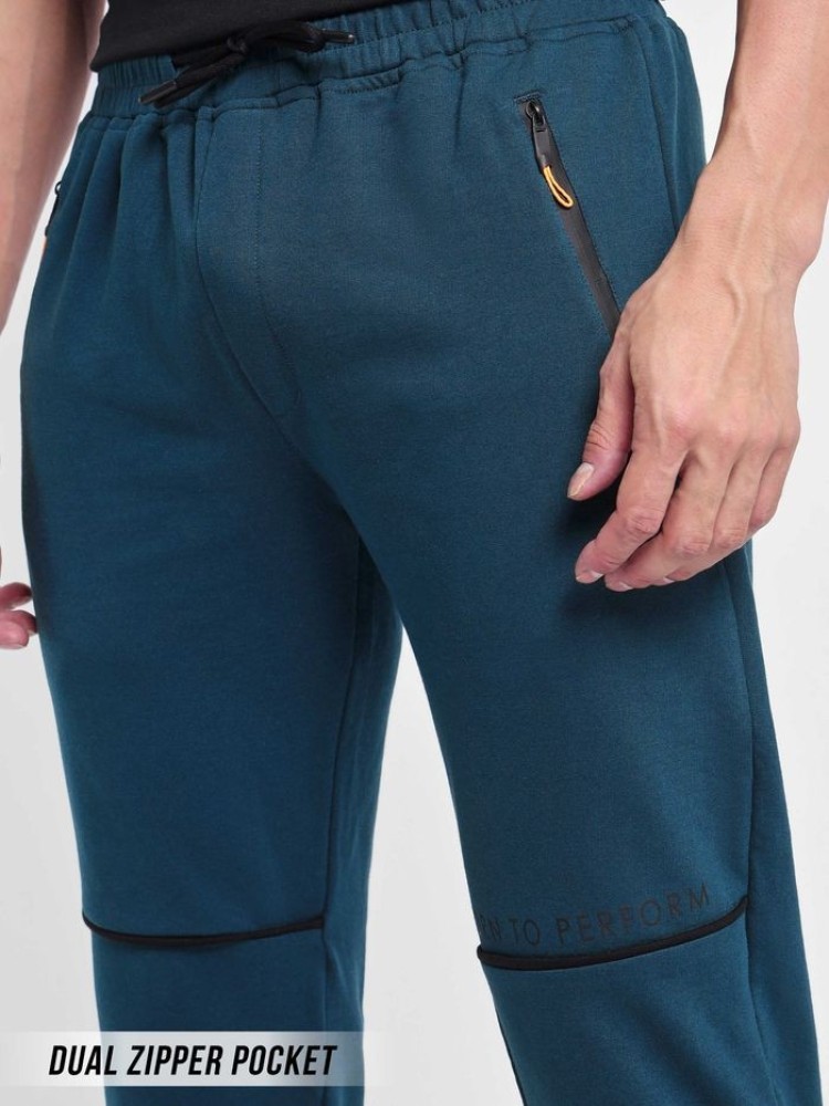 Solid Teal Blue Knitted Men Jogger