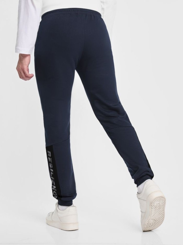 Bold Blue Panelled Knitted Men Jogger