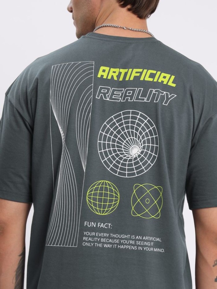 Artificial Reality Printed Oversized T-shirt for Men