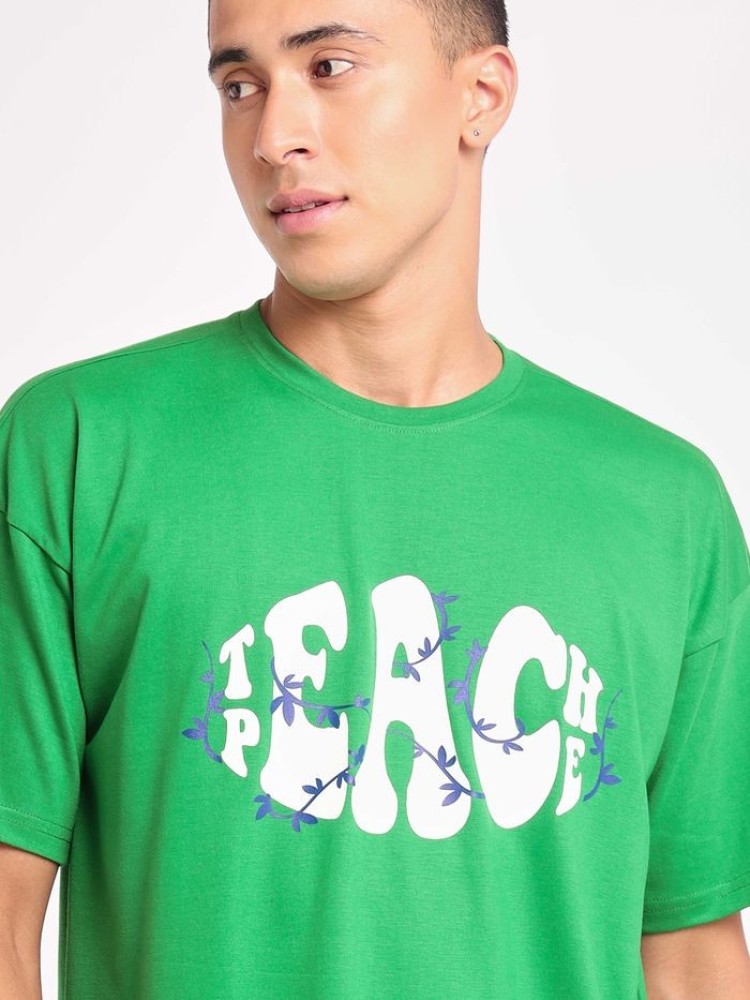 Teach Peace Printed Oversized T-shirt for Men