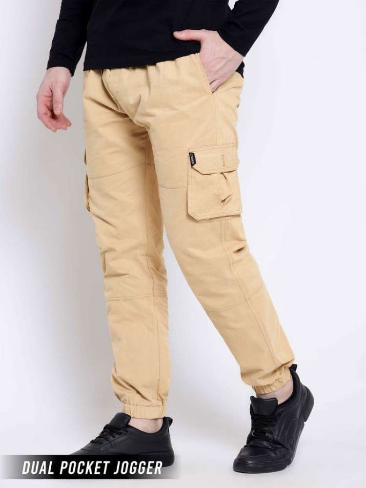 Tan Yellow Dual Pocket Cargo Joggers