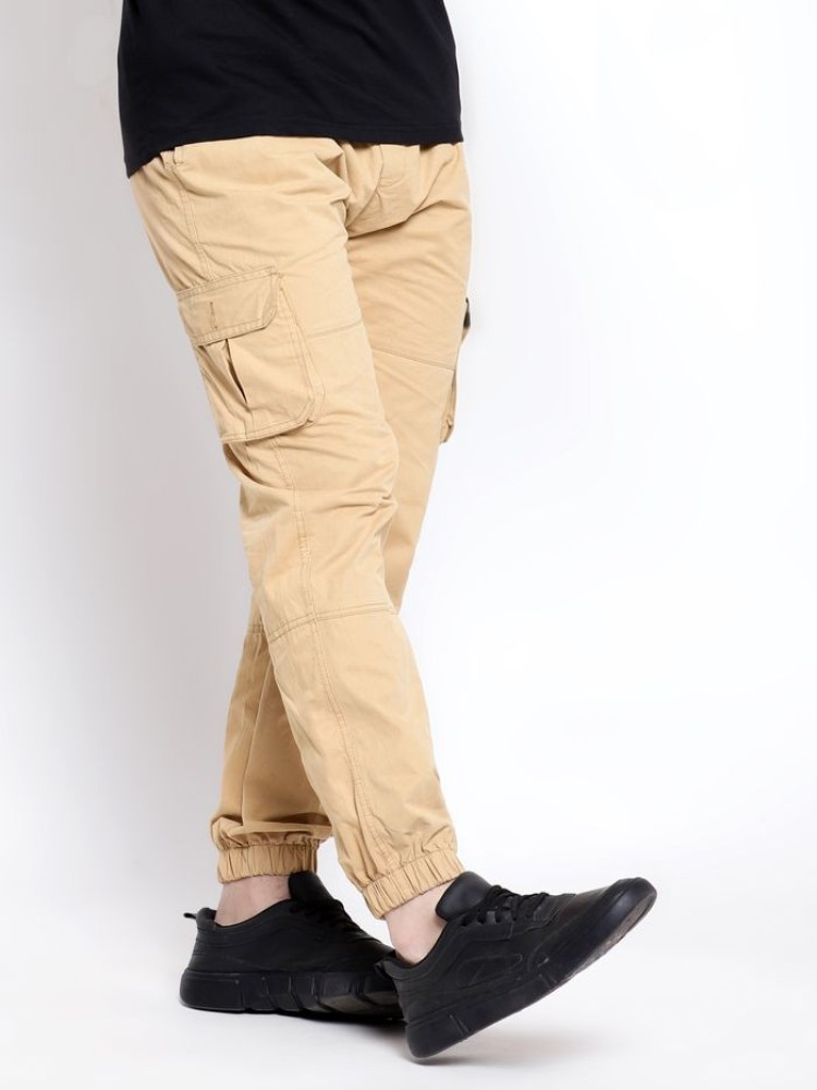 Tan Yellow Dual Pocket Cargo Joggers