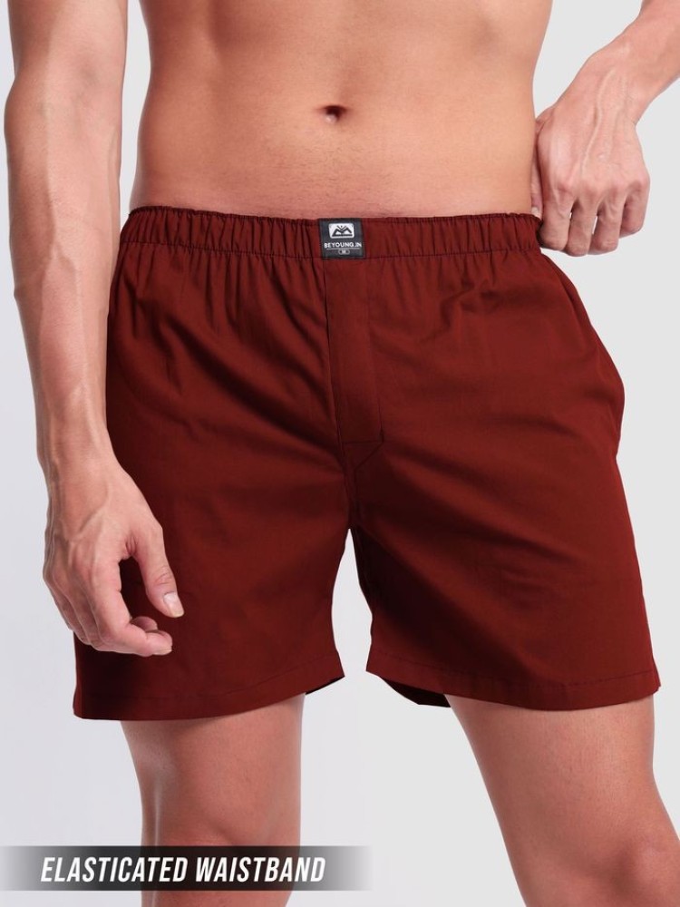 Plain Burgundy Mens Boxer