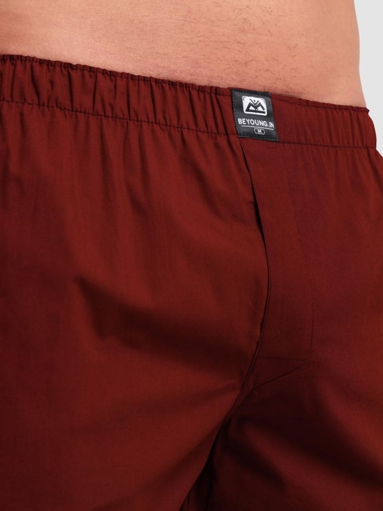 Plain Burgundy Mens Boxer