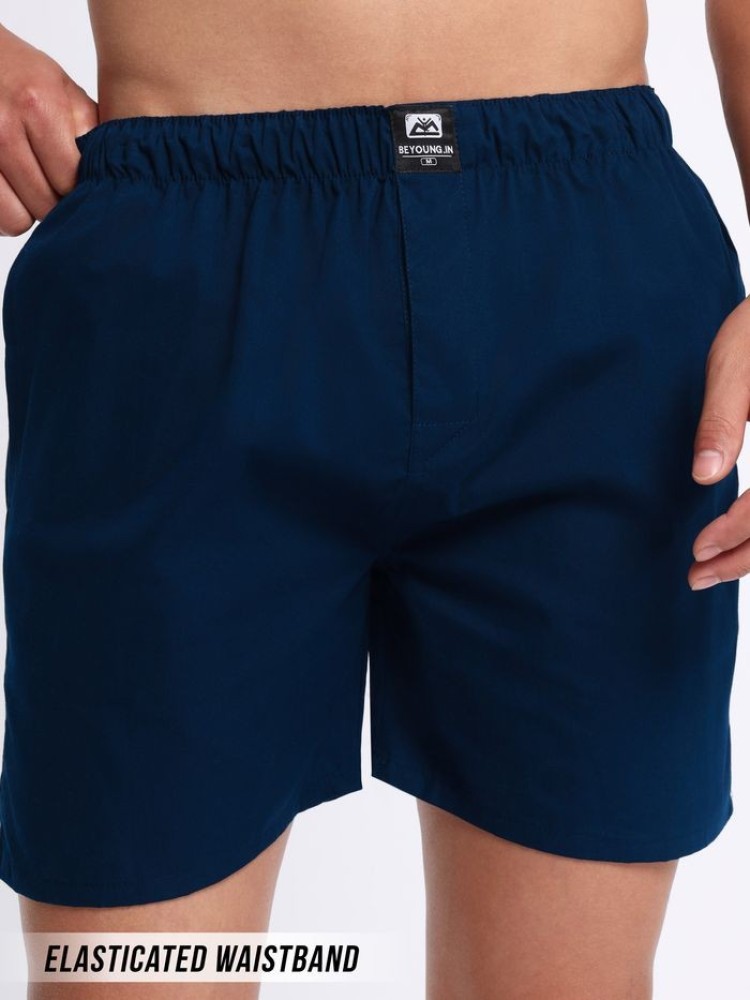 Plain Navy Blue Mens Boxer