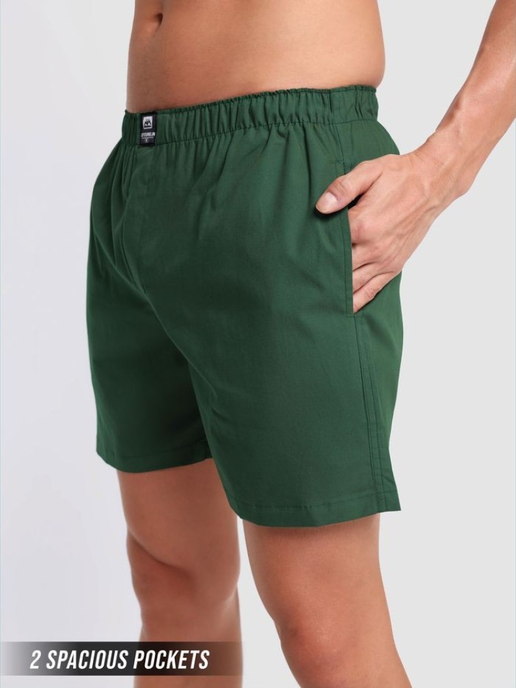 Plain Bottle Green Mens Boxer