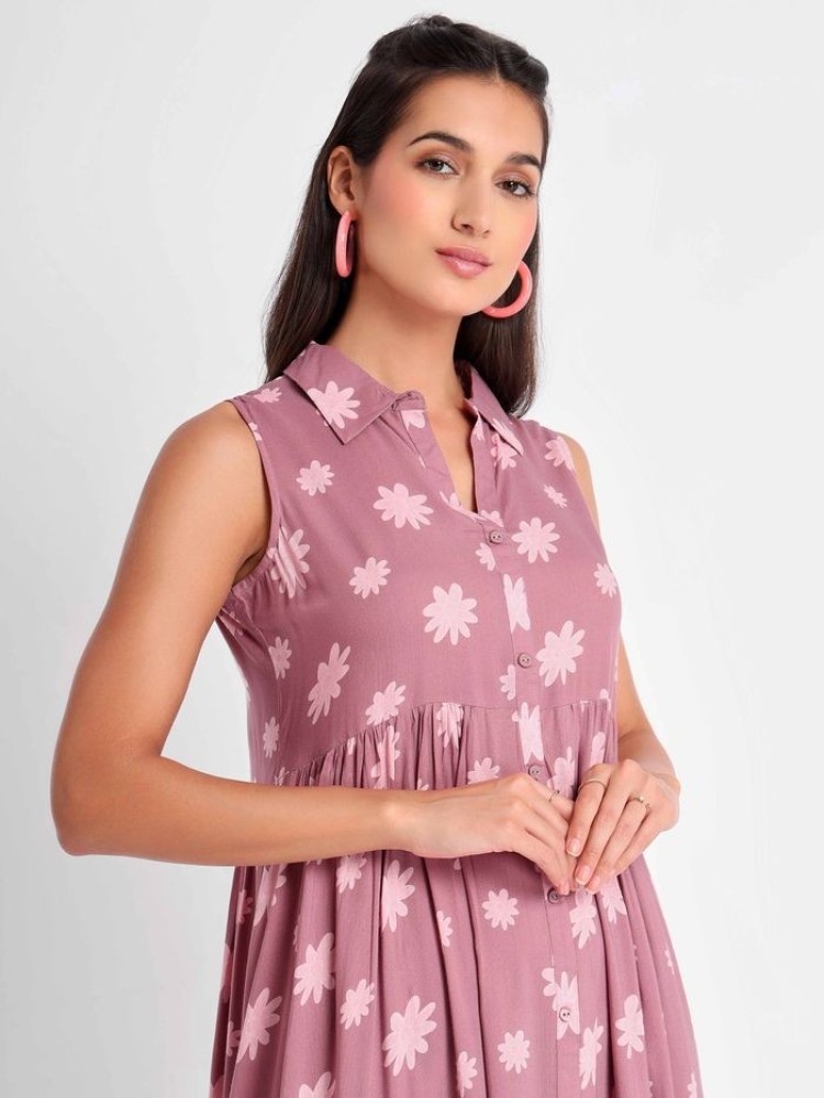 Lavender Collar Flare Kurta