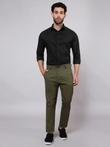 Black - Cotton Solid Shirts For Men