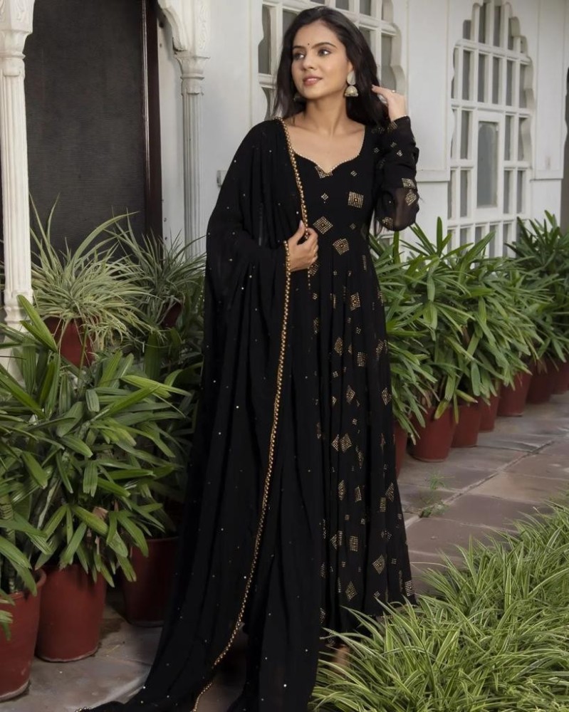 New Black Colour Fully Flare Anarkali