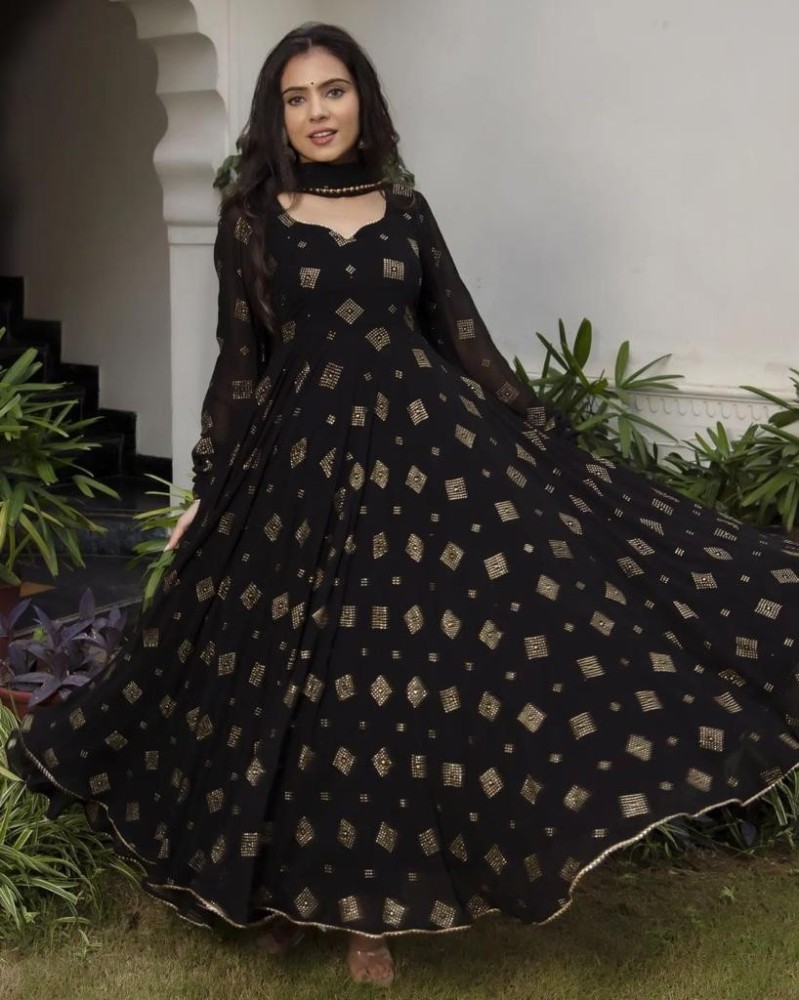 New Black Colour Fully Flare Anarkali