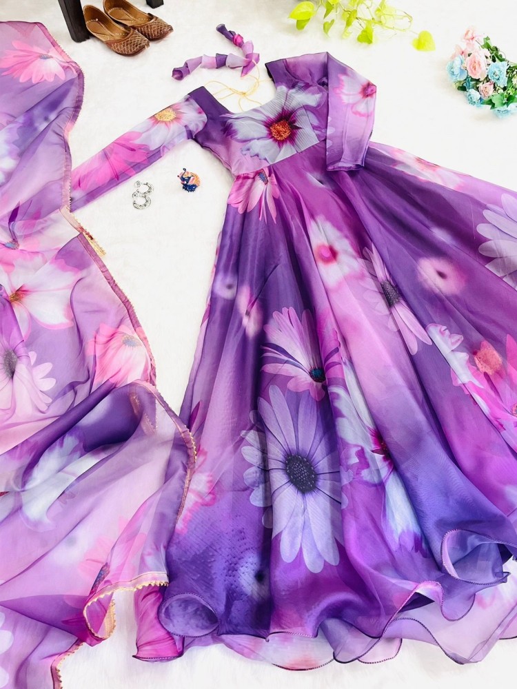 NEW PURPLE TABBY OREGANZA PRINTED GOWN