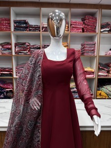 NEW WINE SOFT GEORGETTE 6.5 METER FULLY FLARE ANARKALI