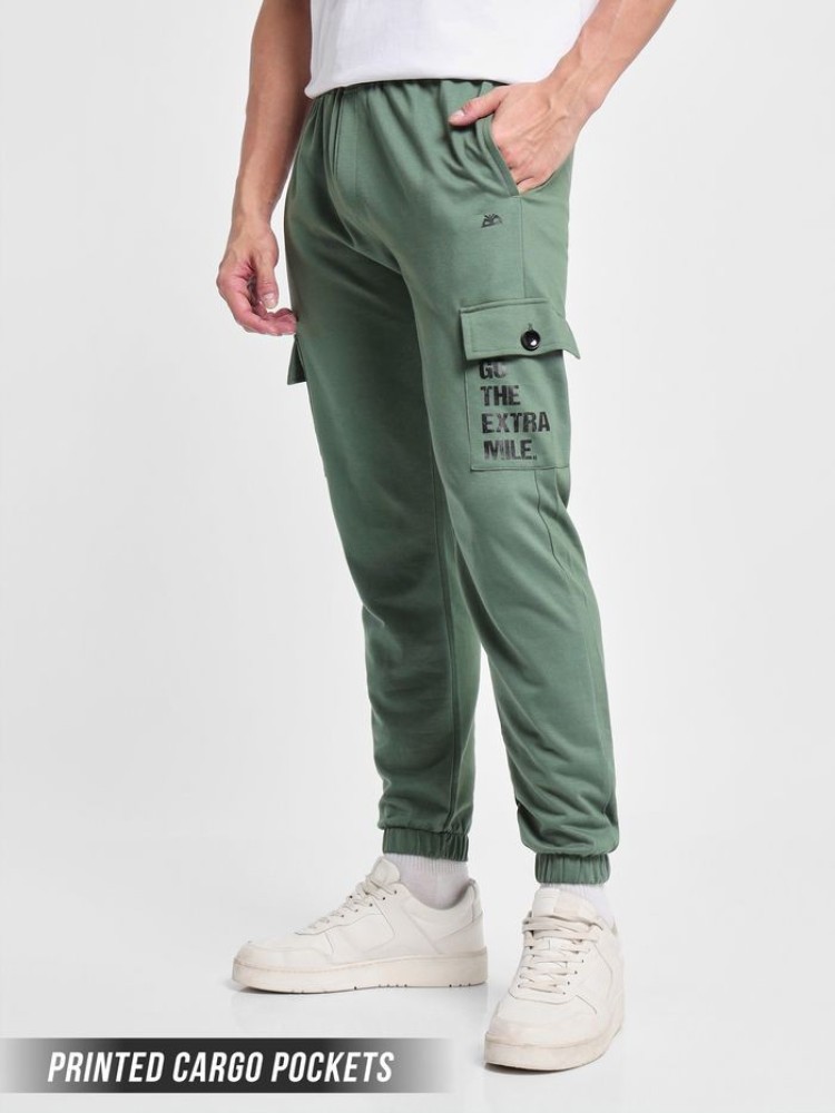 Dark Pastel Green Cargo Pocket Knitted Men Jogger