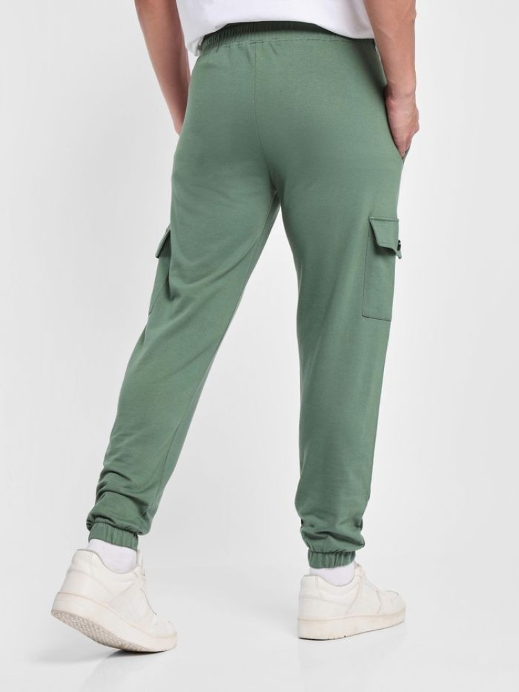 Dark Pastel Green Cargo Pocket Knitted Men Jogger