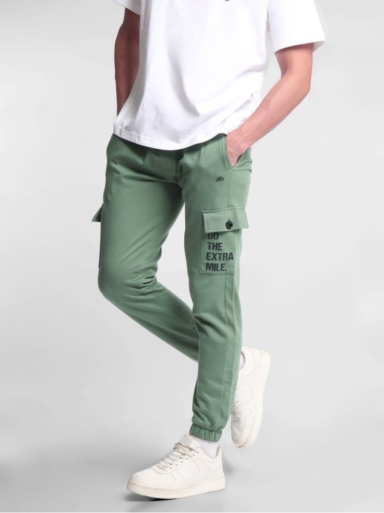 Dark Pastel Green Cargo Pocket Knitted Men Jogger