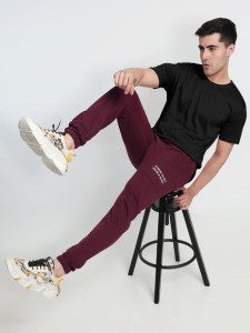 Brown Printed Pocket Knitted Men Jogger