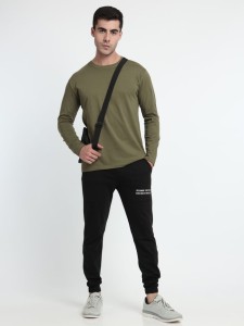 Black Printed Pocket Knitted Men Jogger