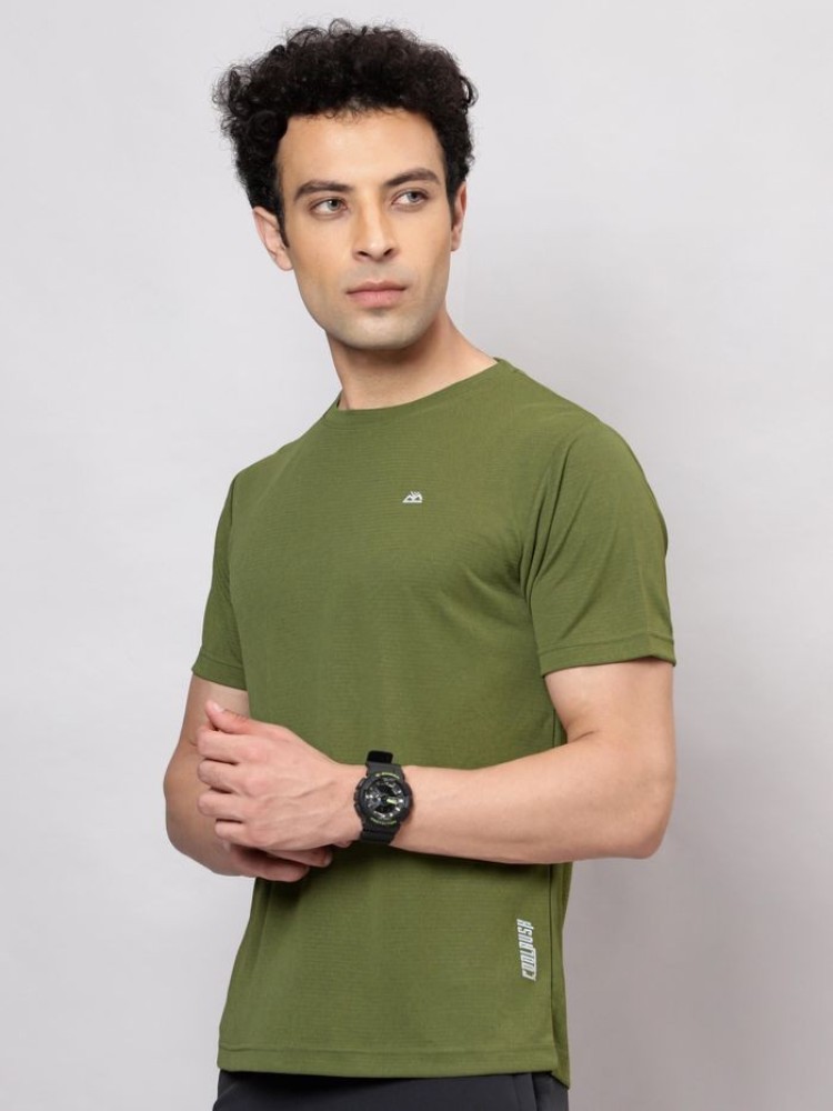 Cool Rush: Olive Green Men Active T-shirt