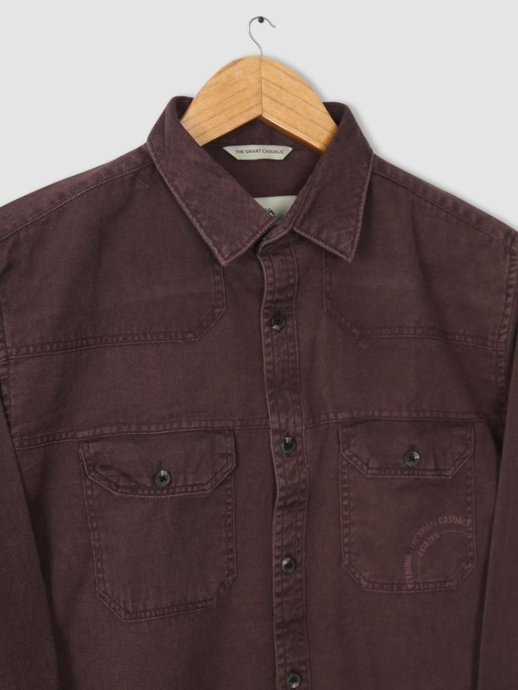 Rustic Maroon Sulphur Twill Shirt for Men