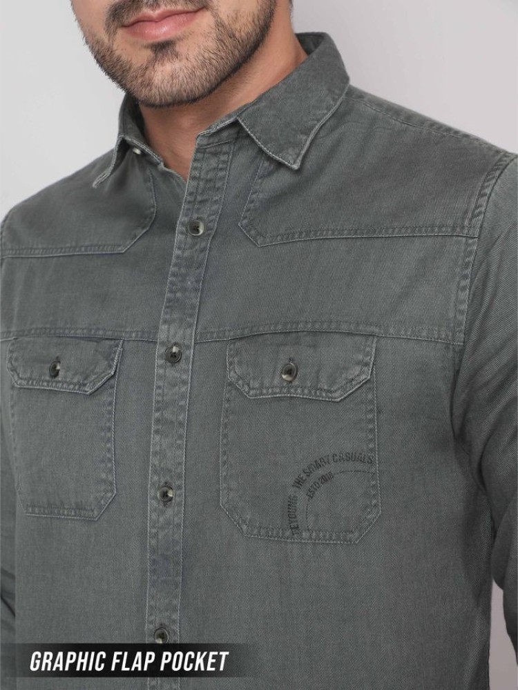 Steel Grey Sulphur Twill Shirt for Men