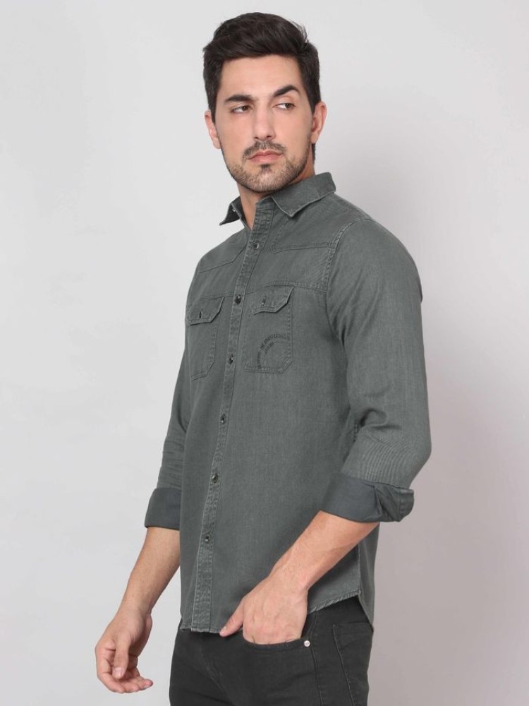 Steel Grey Sulphur Twill Shirt for Men