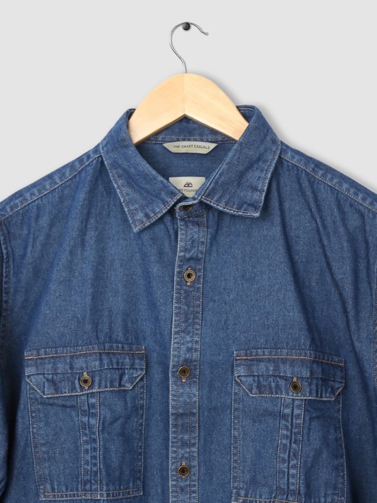 Royal Blue Denim Shirt for Men