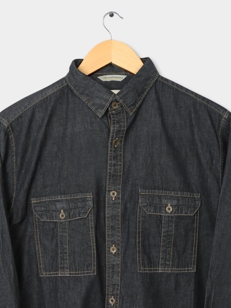 Black Denim Shirt for Men