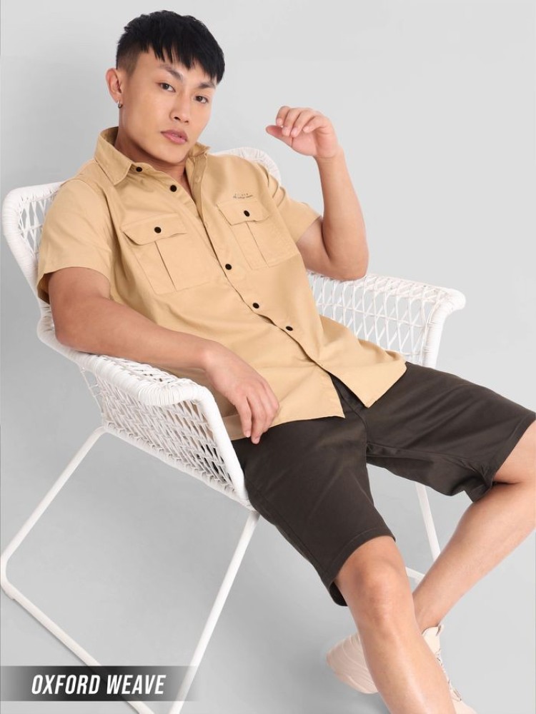 Beige Oxford Shirt for Men