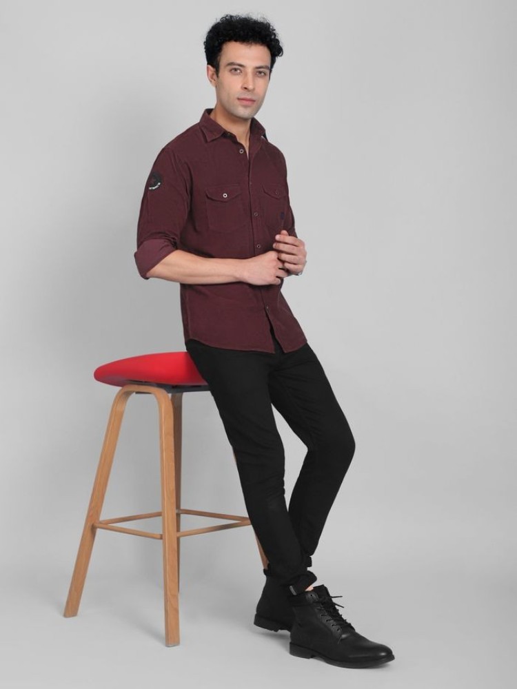 French Wine Corduroy Shirt for Men