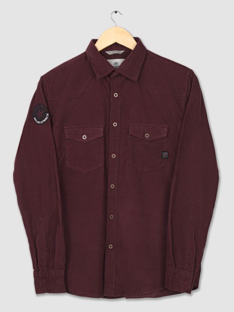 French Wine Corduroy Shirt for Men