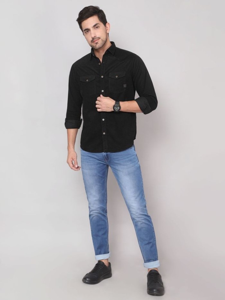 Black Corduroy Shirt for Men